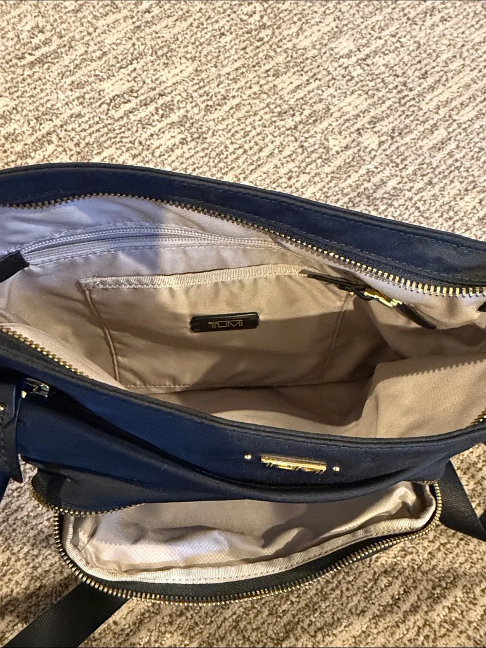 Tumi Black Nylon Shoulder Crossbody with Gold Accents - Picture 4 of 4